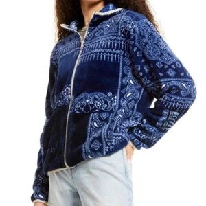 BP. Fleece Navy‎ Bandana Patchwork Jacket
